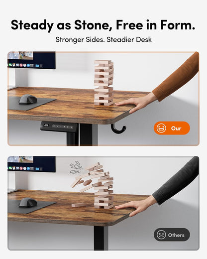 Electric Standing Desk, 48 X 24 Inches Height Adjustable Stand up Desk, Sit Stand Home Office Desk, Computer Desk, Rustic Brown